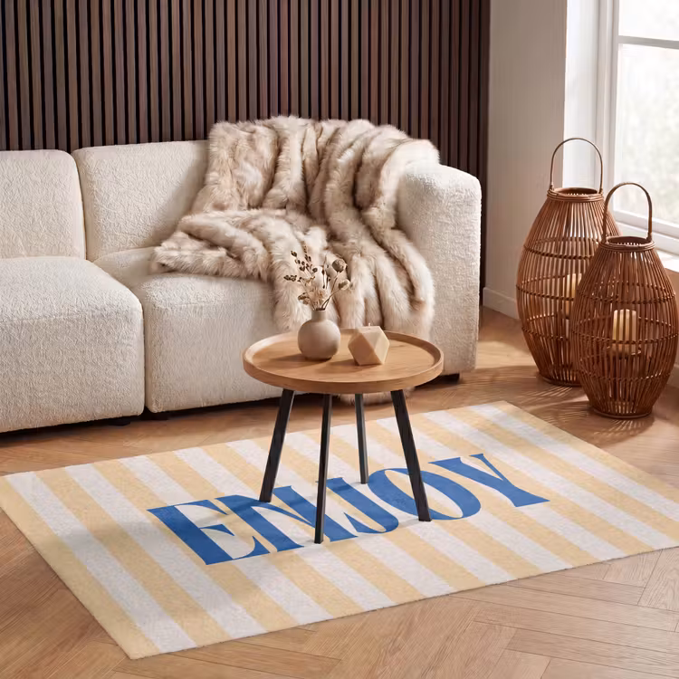 Vloerkleed - Blauw - Geel - Strepen - Enjoy — 3