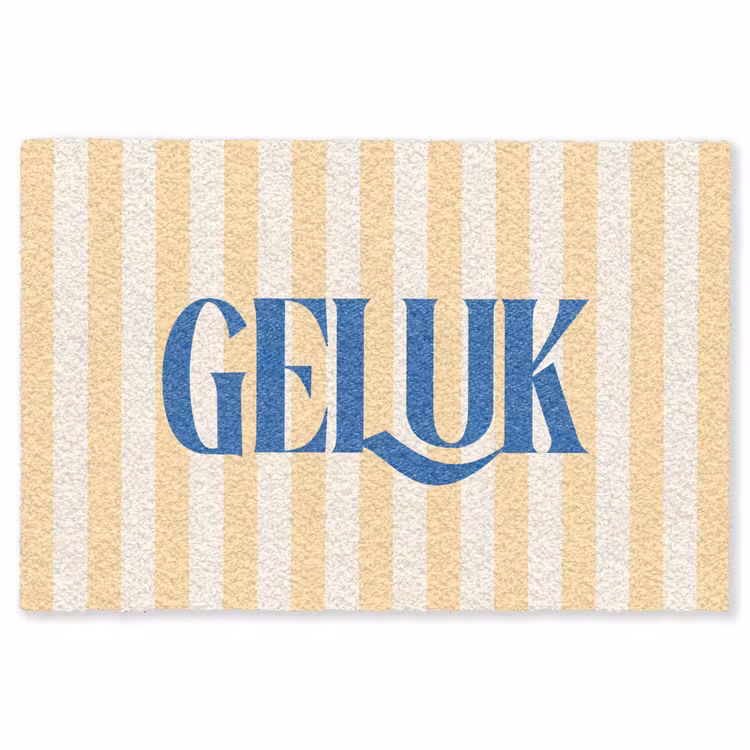 Vloerkleed - Blauw - Geel - Strepen - Geluk — 1
