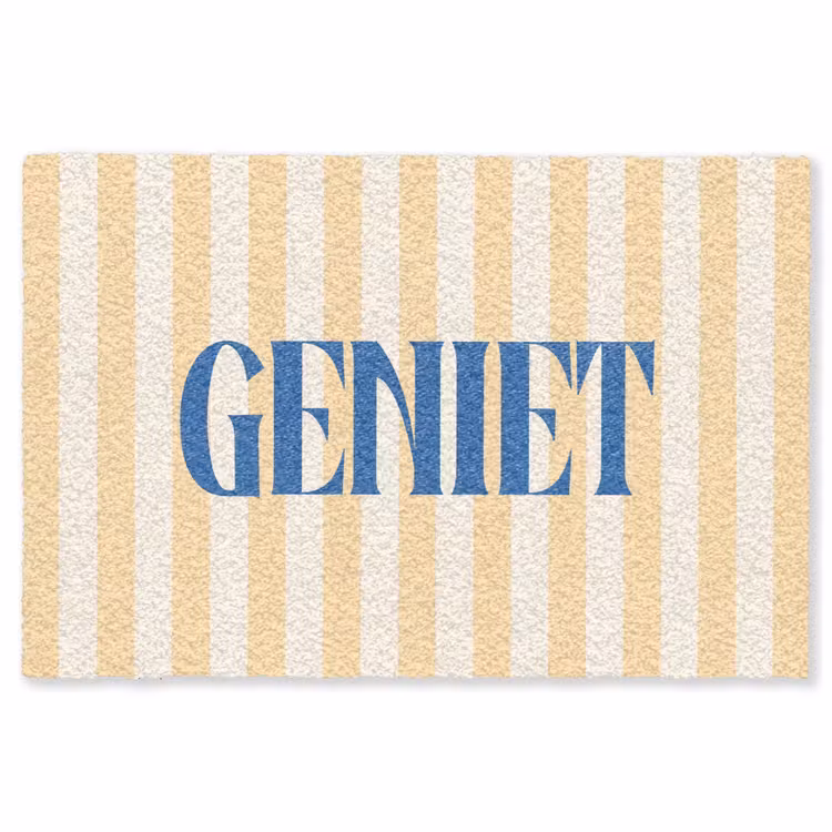 Vloerkleed - Blauw - Geel - Strepen - Geniet — 1