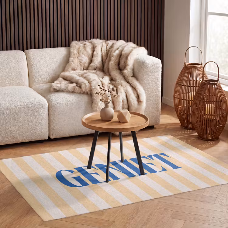 Vloerkleed - Blauw - Geel - Strepen - Geniet — 3