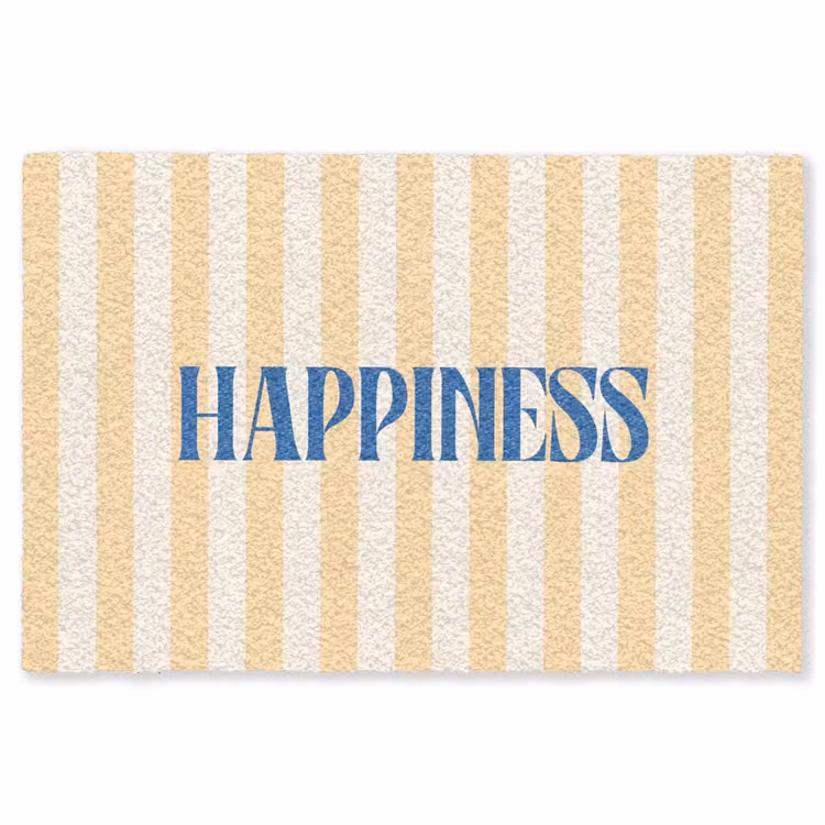 Vloerkleed - Blauw - Geel - Strepen - Happiness — 1