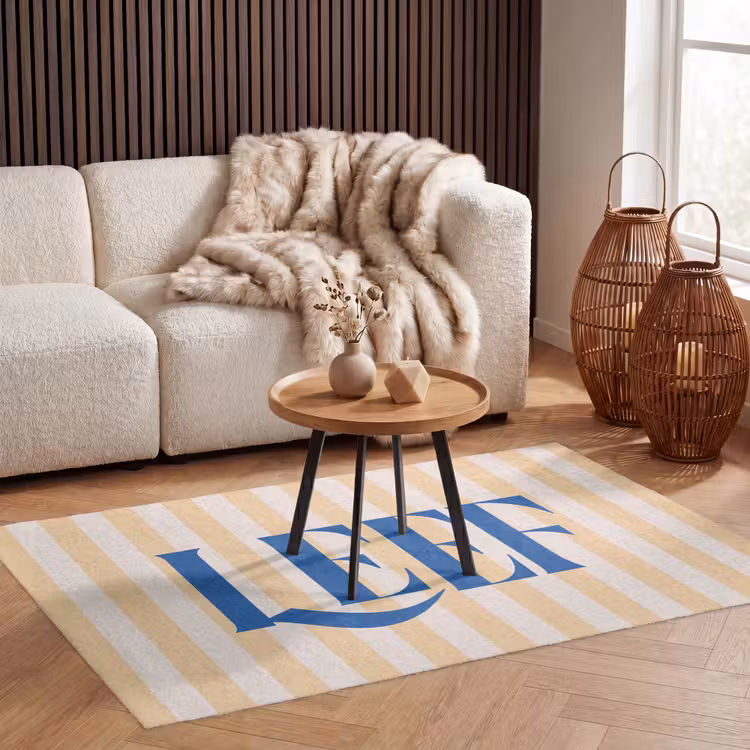 Vloerkleed - Blauw - Geel - Strepen - Leef — 3