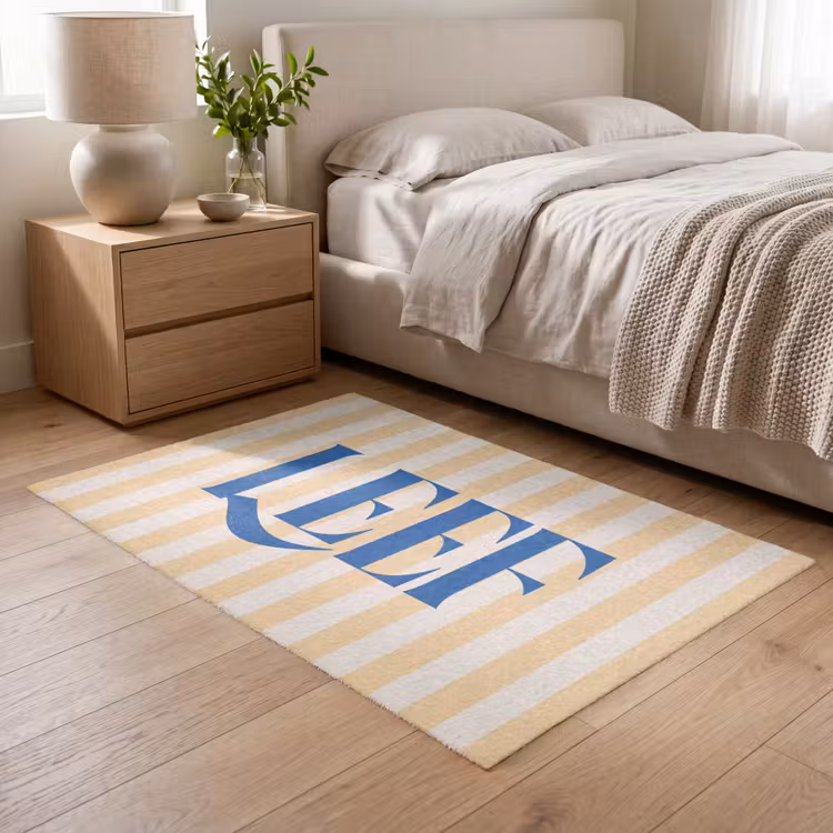 Vloerkleed - Blauw - Geel - Strepen - Leef — 5
