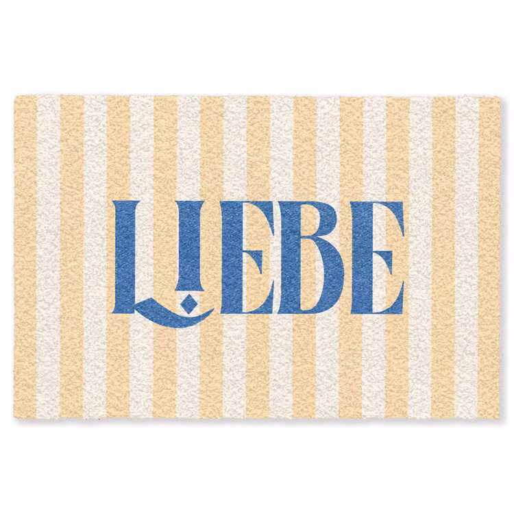 Vloerkleed - Blauw - Geel - Strepen - Liebe — 1