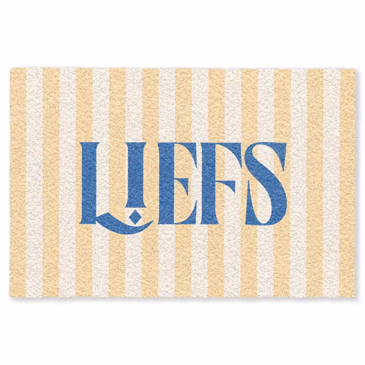 Vloerkleed - Blauw - Geel - Strepen - Liefs — 1