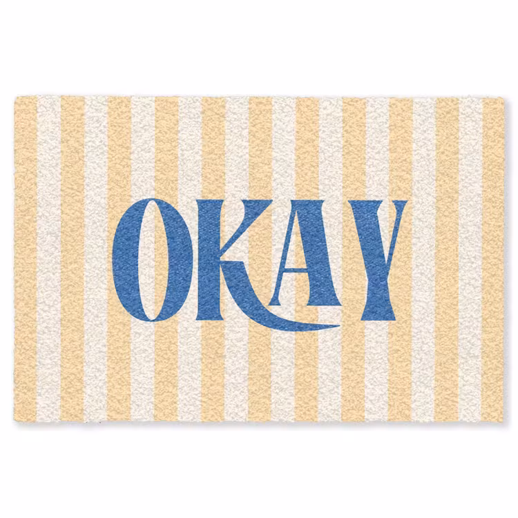 Vloerkleed - Blauw - Geel - Strepen - Okay — 1