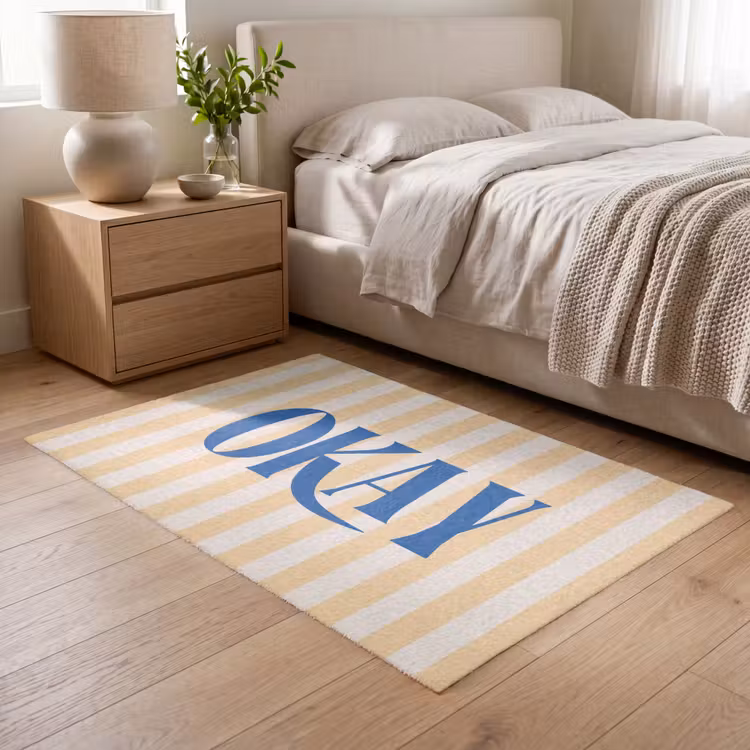 Vloerkleed - Blauw - Geel - Strepen - Okay — 5
