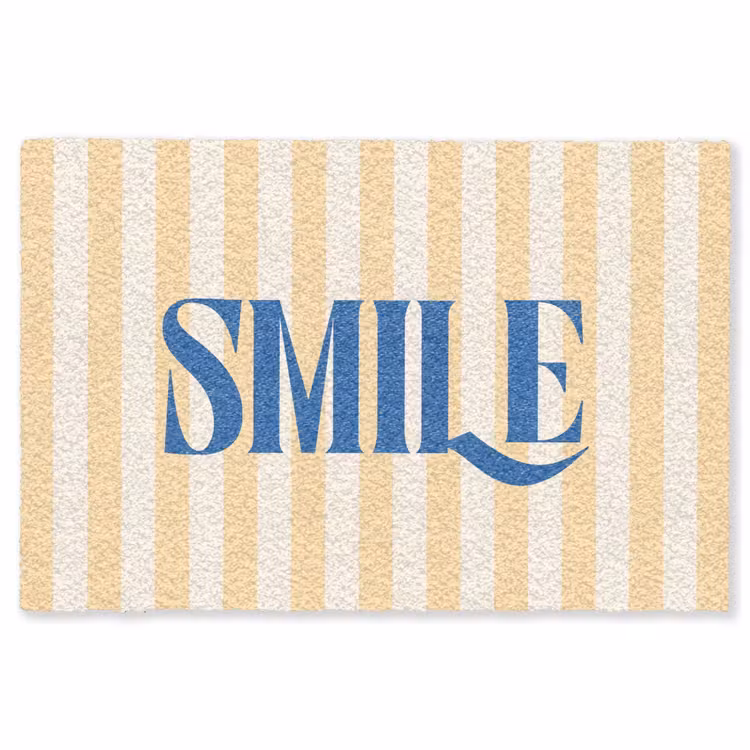 Vloerkleed - Blauw - Geel - Strepen - Smile — 1