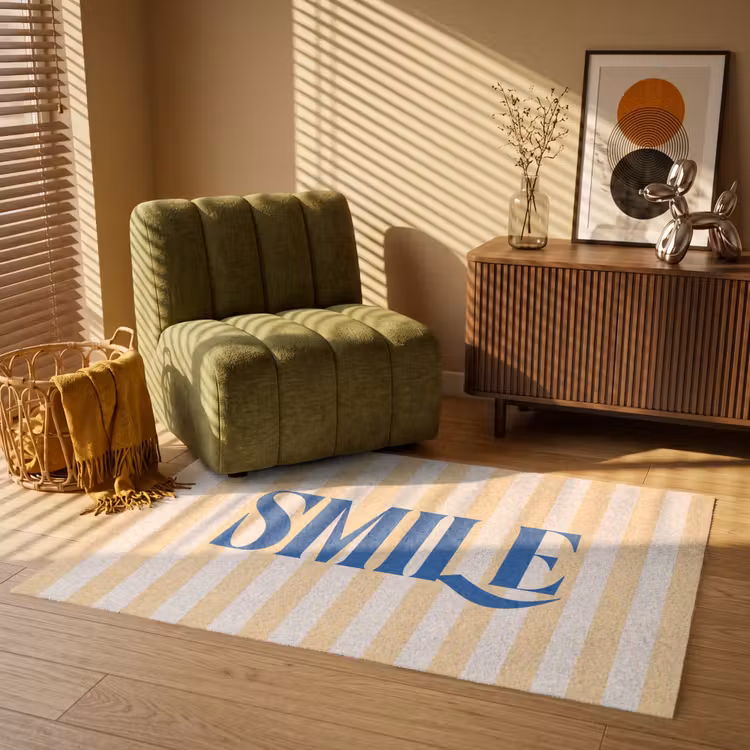 Vloerkleed - Blauw - Geel - Strepen - Smile — 2