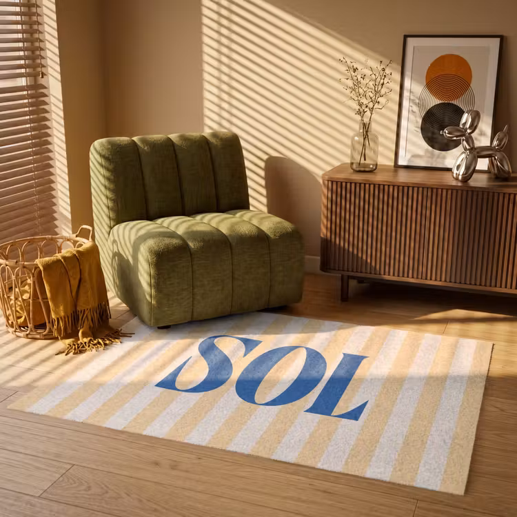 Vloerkleed - Blauw - Geel - Strepen - Sol — 2