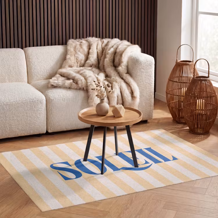 Vloerkleed - Blauw - Geel - Strepen - Soleil — 3