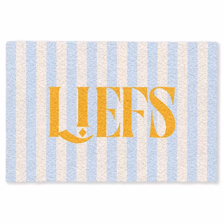 Vloerkleed - Oranje - Blauw - Strepen - Liefs — 1