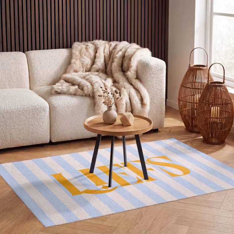 Vloerkleed - Oranje - Blauw - Strepen - Liefs — 3