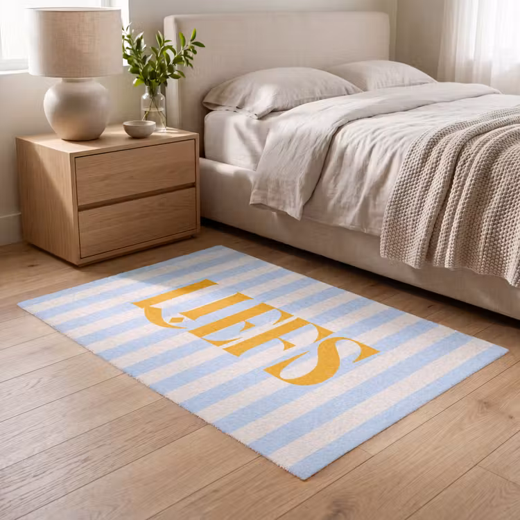 Vloerkleed - Oranje - Blauw - Strepen - Liefs — 5