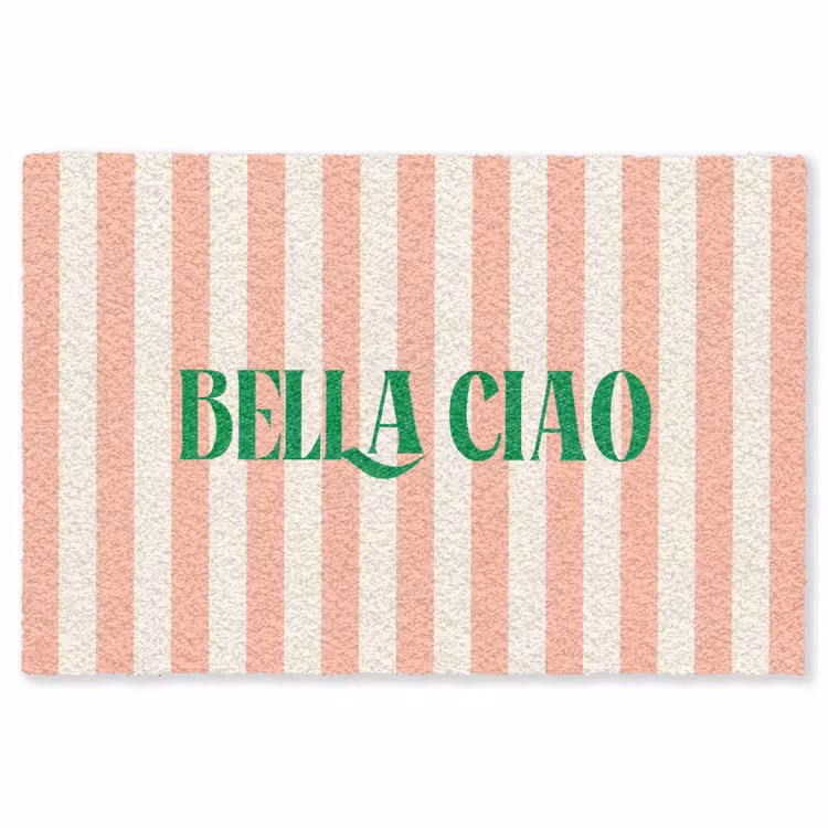Vloerkleed - Zachtroze - Groen- Strepen - Bella Ciao — 1