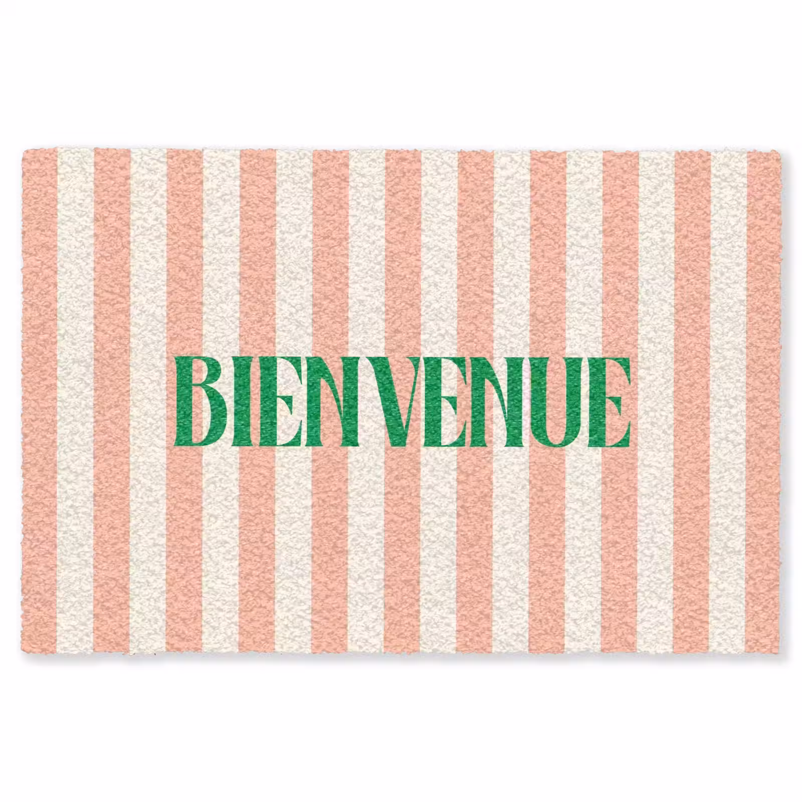 Vloerkleed - Zachtroze - Groen- Strepen - Bienvenue — 1