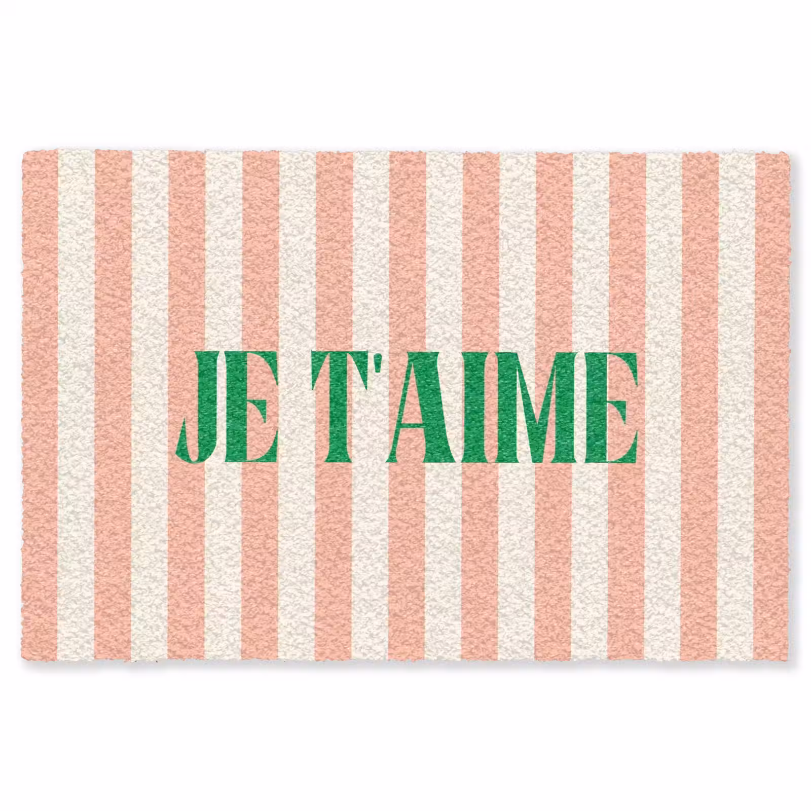 Vloerkleed - Zachtroze - Groen - Strepen - Je t'aime — 1