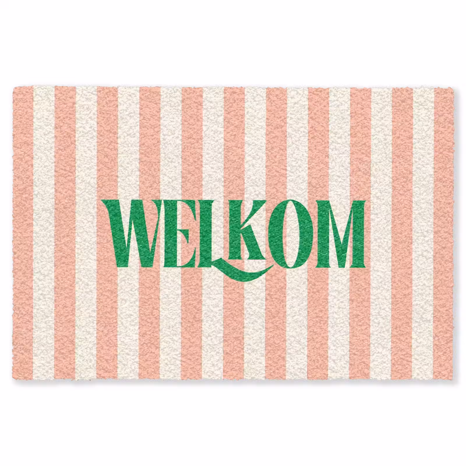 Vloerkleed - Zachtroze - Groen - Strepen - Welkom — 1