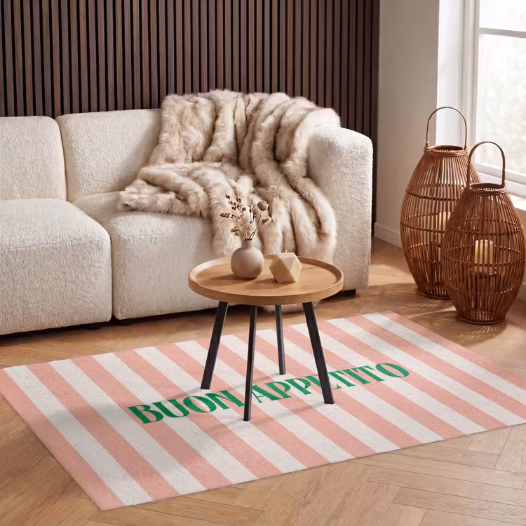 Vloerkleed - Zachtroze - Groen - Strepen - Buon Appetito — 3