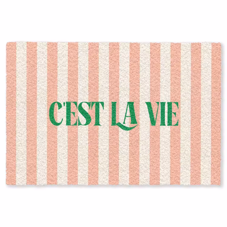 Vloerkleed - Zachtroze - Groen - Strepen - C'est La Vie — 1