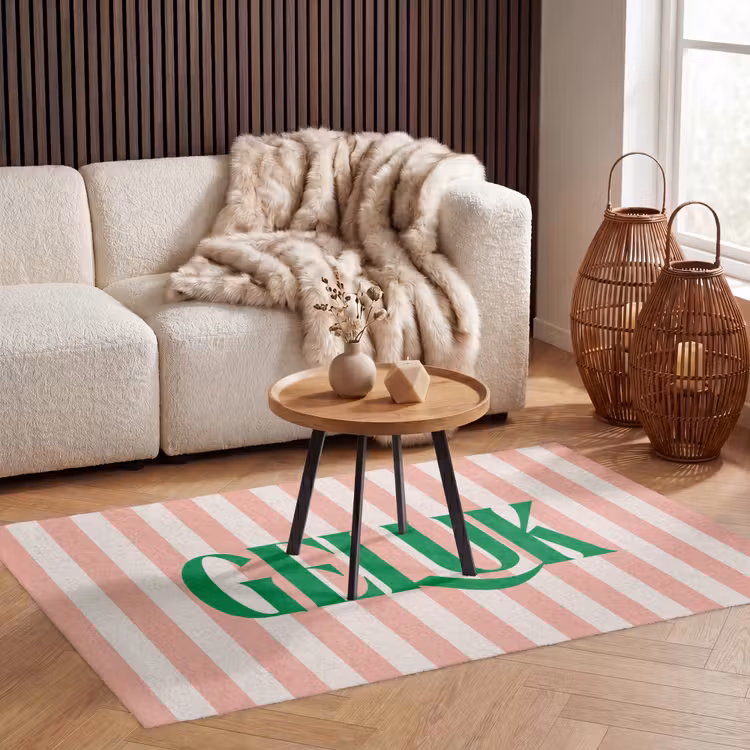 Vloerkleed - Zachtroze - Groen - Strepen - Geluk — 3