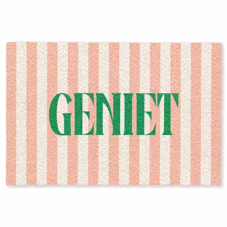 Vloerkleed - Zachtroze - Groen - Strepen - Geniet — 1