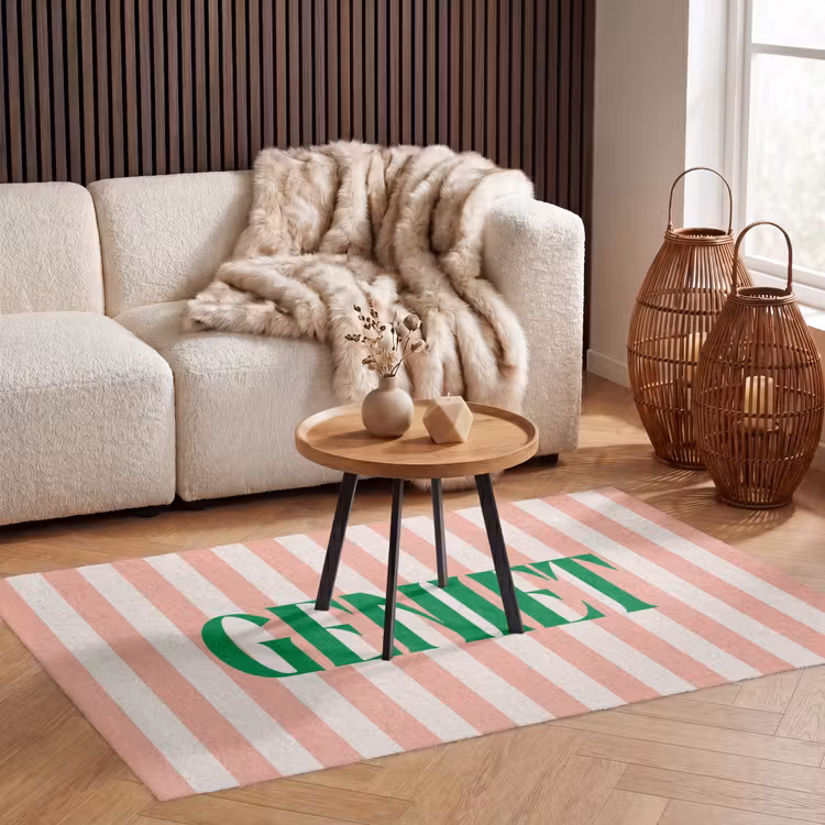 Vloerkleed - Zachtroze - Groen - Strepen - Geniet — 3