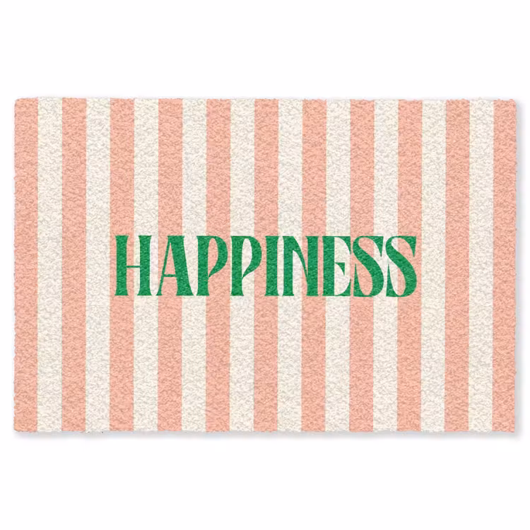 Vloerkleed - Zachtroze - Groen - Strepen - Happiness — 1