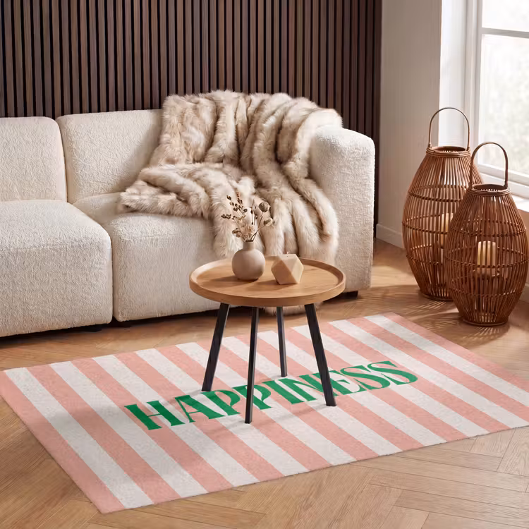 Vloerkleed - Zachtroze - Groen - Strepen - Happiness — 3