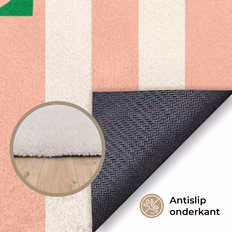 Vloerkleed - Zachtroze - Groen - Strepen - Home — 4
