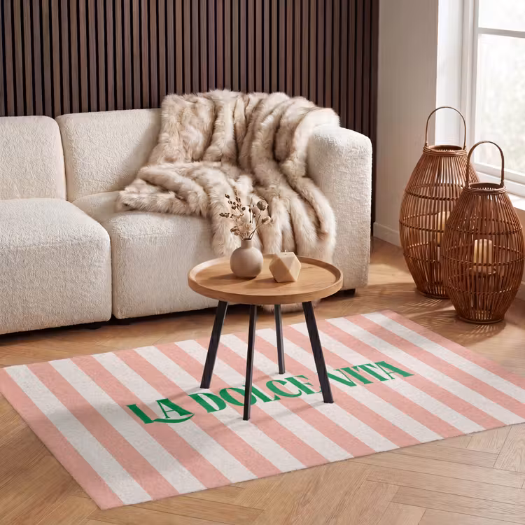 Vloerkleed - Zachtroze - Groen - Strepen - La Dolce Vita — 3