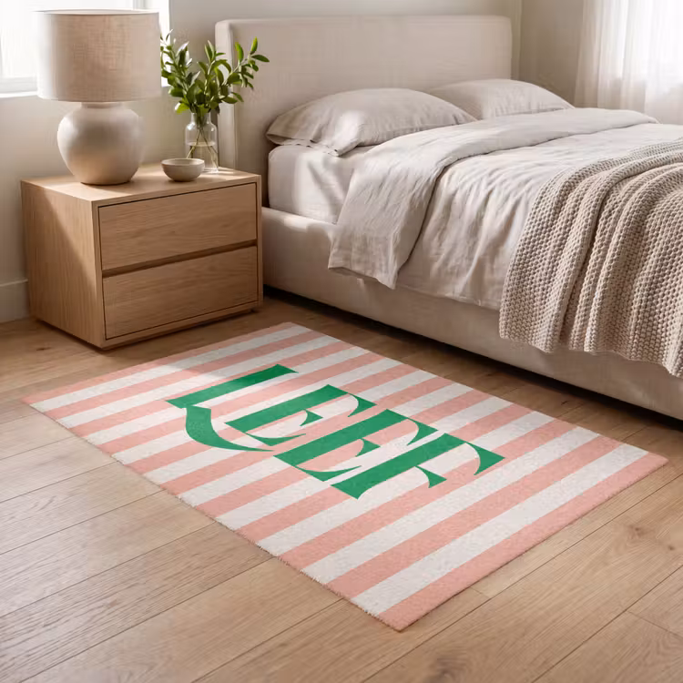 Vloerkleed - Zachtroze - Groen - Strepen - Leef — 5
