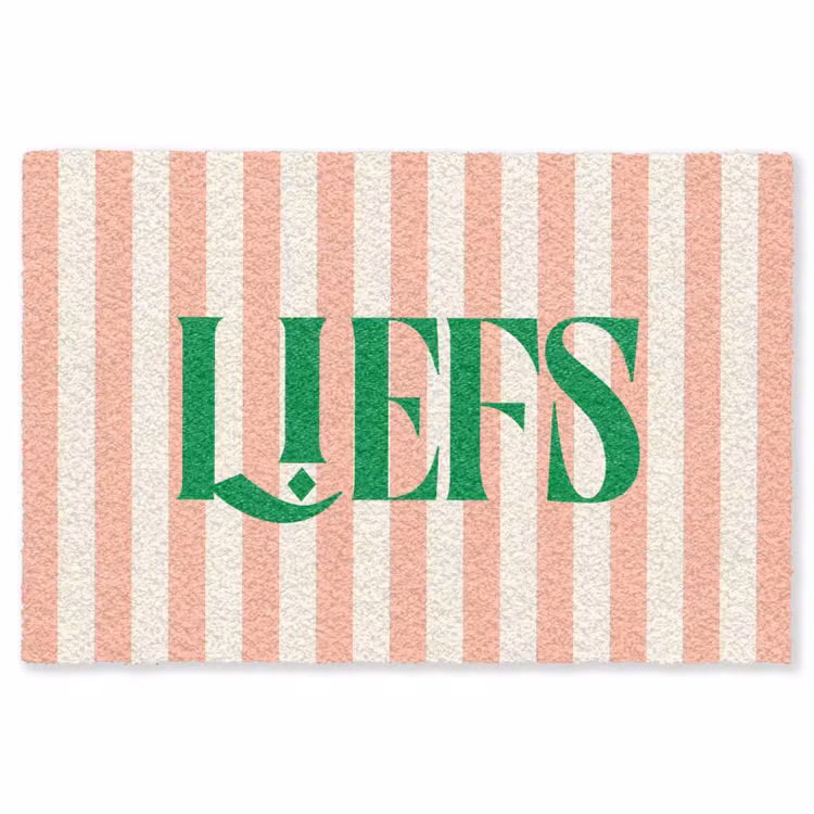 Vloerkleed - Zachtroze - Groen - Strepen - Liefs — 1