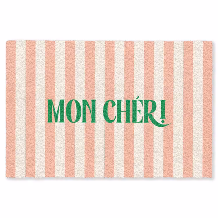 Vloerkleed - Zachtroze - Groen - Strepen - Mon Chéri — 1