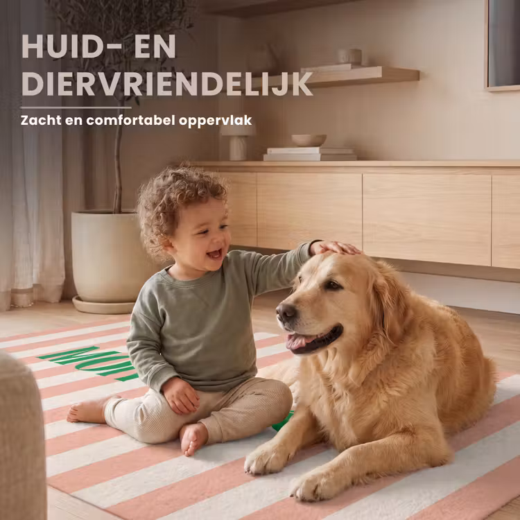 Vloerkleed - Zachtroze - Groen - Strepen - Mon Chéri — 6