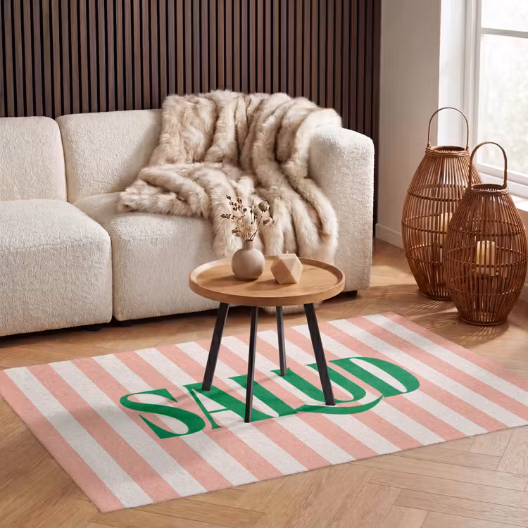 Vloerkleed - Zachtroze - Groen - Strepen - Salud — 3