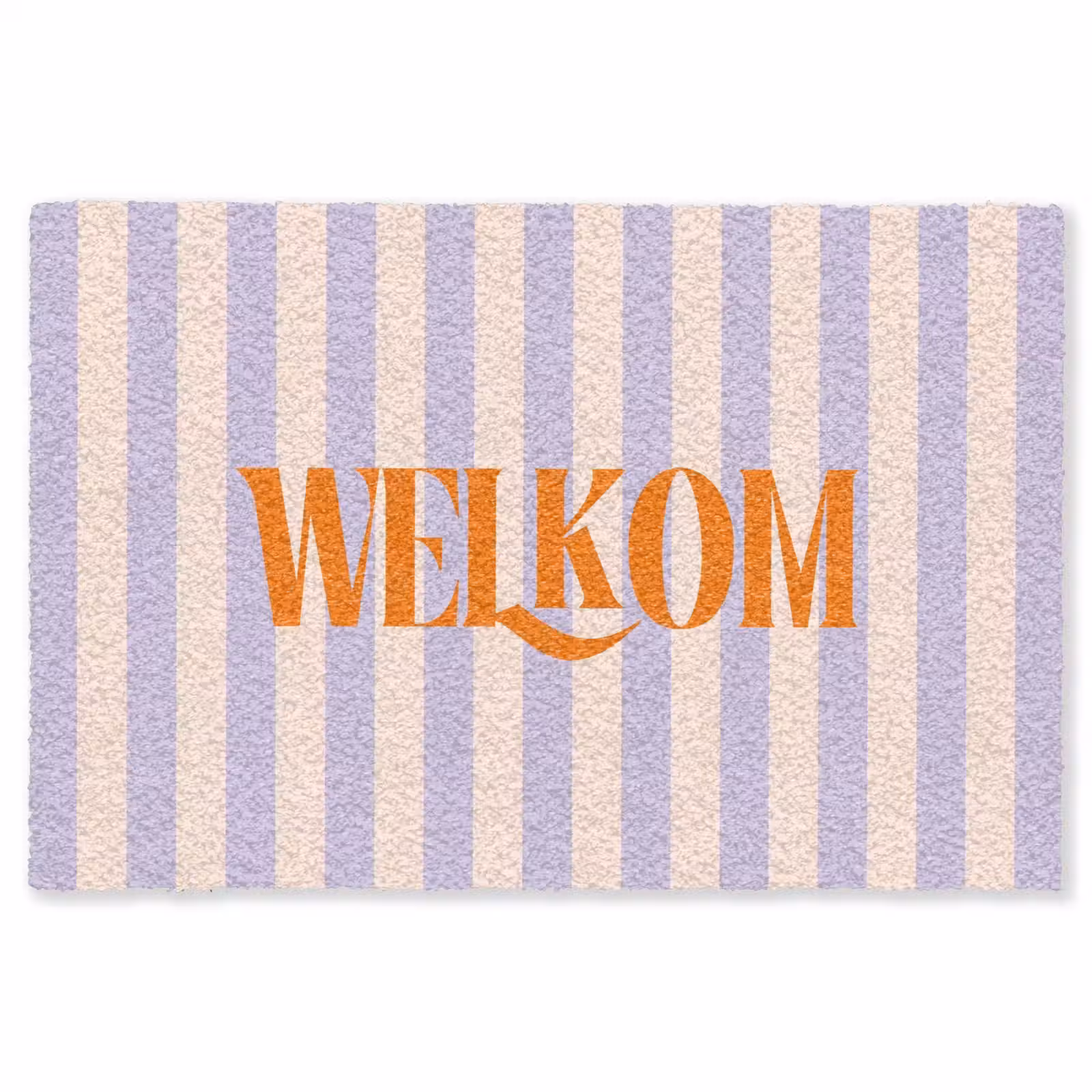 Vloerkleed - Lila - Oranje - Strepen - Welkom — 1