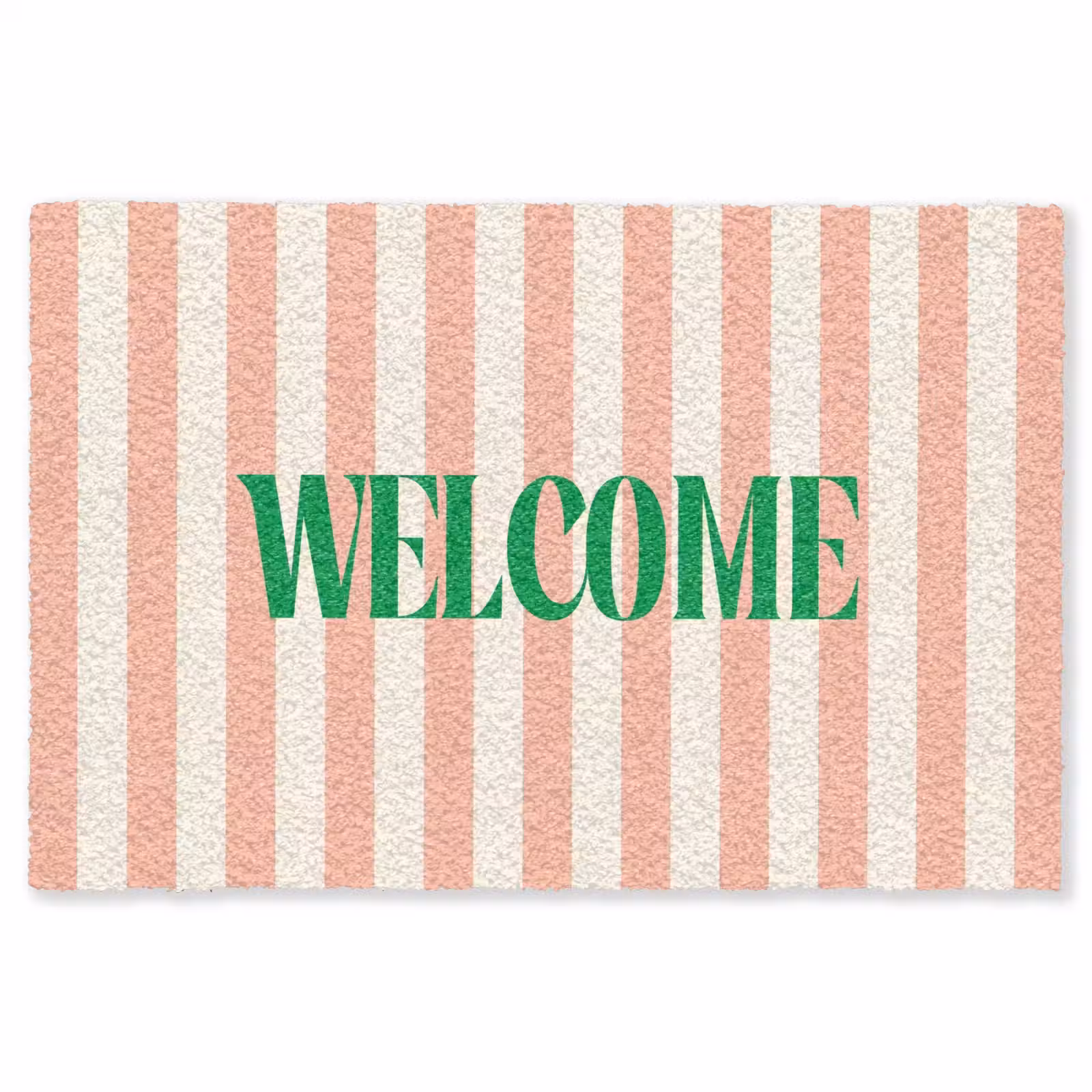 Vloerkleed - Zachtroze - Groen - Strepen - Welcome — 1