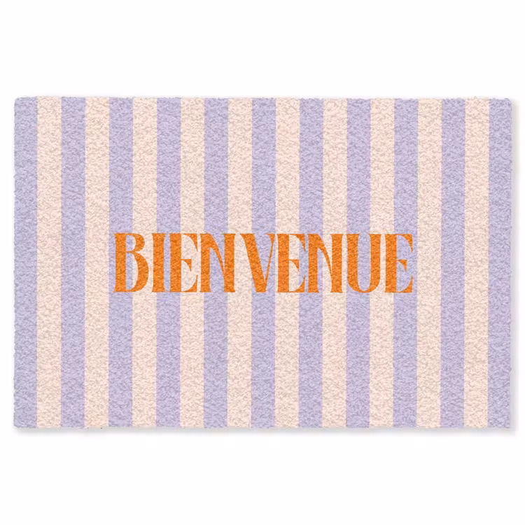 Vloerkleed - Lila - Oranje - Strepen - Bienvenue — 1