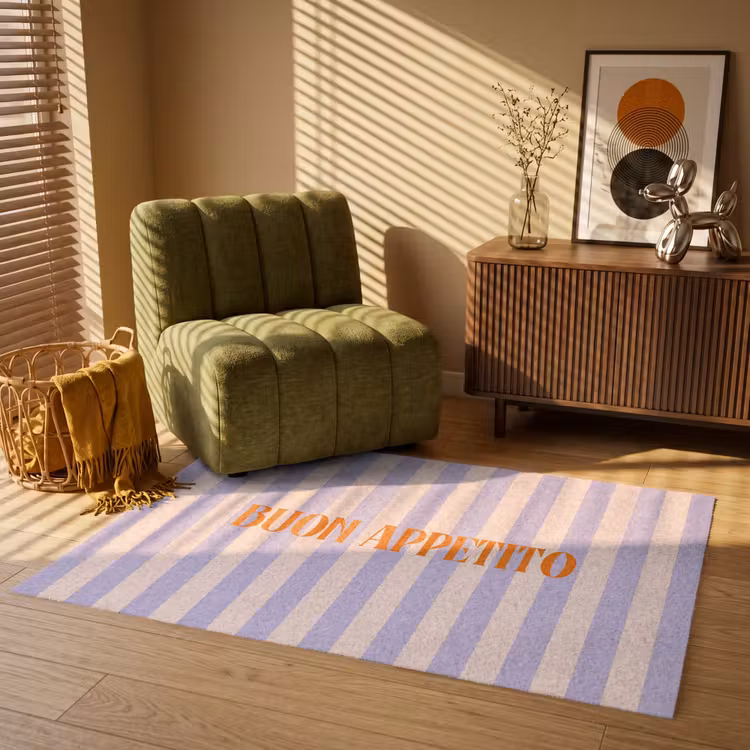 Vloerkleed - Lila - Oranje - Strepen - Buon Appetito — 2