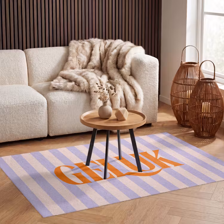 Vloerkleed - Lila - Oranje - Strepen - Geluk — 3