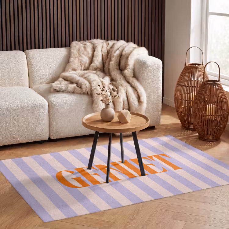 Vloerkleed - Lila - Oranje - Strepen - Geniet — 3