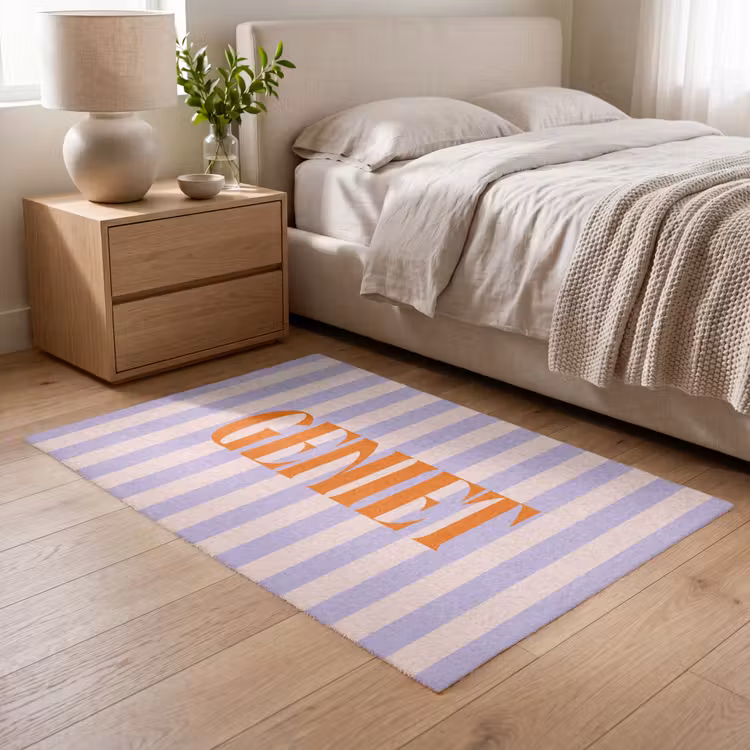 Vloerkleed - Lila - Oranje - Strepen - Geniet — 5
