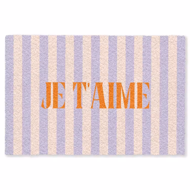 Vloerkleed - Lila - Oranje - Strepen - Je t'aime — 1