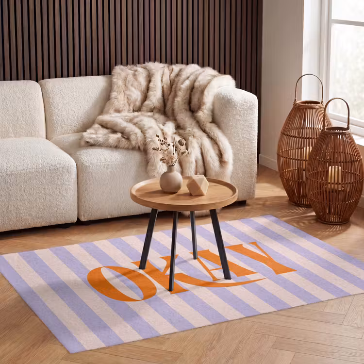Vloerkleed - Lila - Oranje - Strepen - Okay — 3
