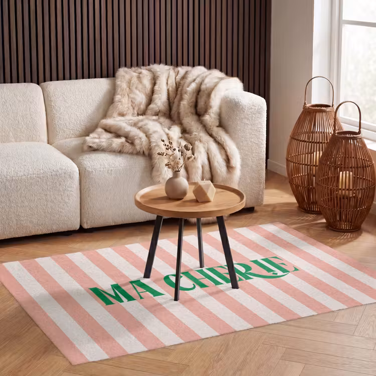 Vloerkleed - Zachtroze - Groen - Strepen - Ma Cherie — 3