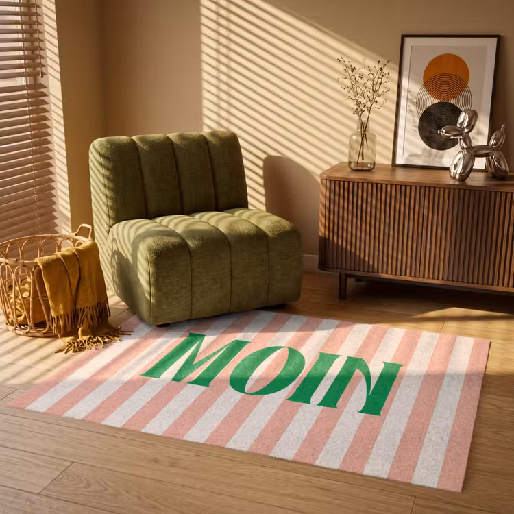 Vloerkleed - Zachtroze - Groen - Strepen - Moin — 2