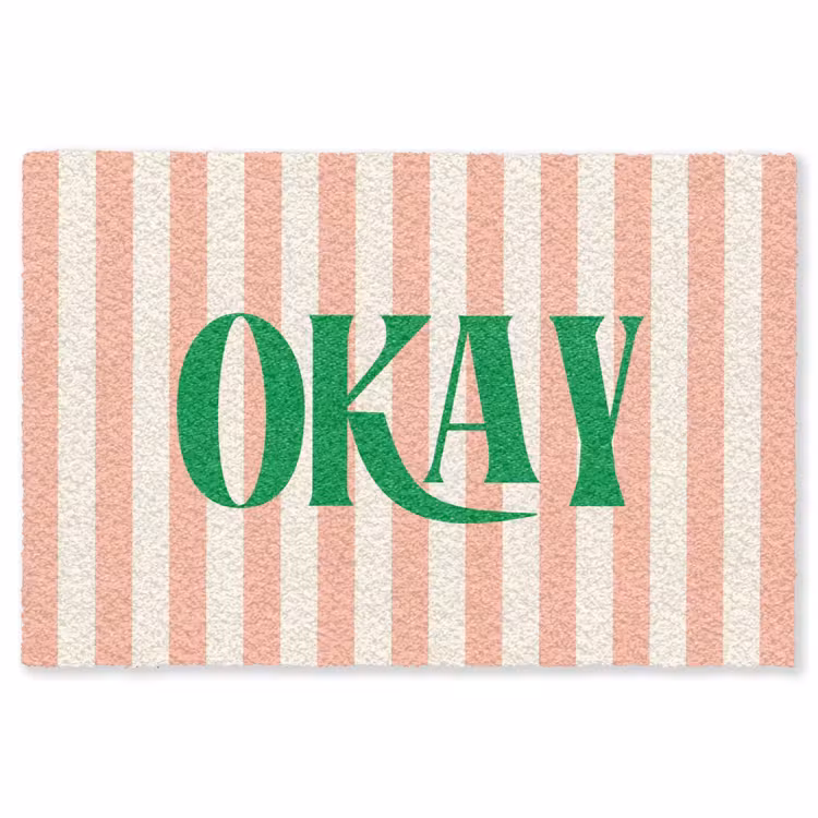 Vloerkleed - Zachtroze - Groen - Strepen - Okay — 1