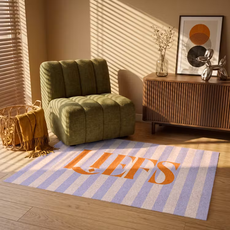 Vloerkleed - Lila - Oranje - Strepen - Liefs — 2