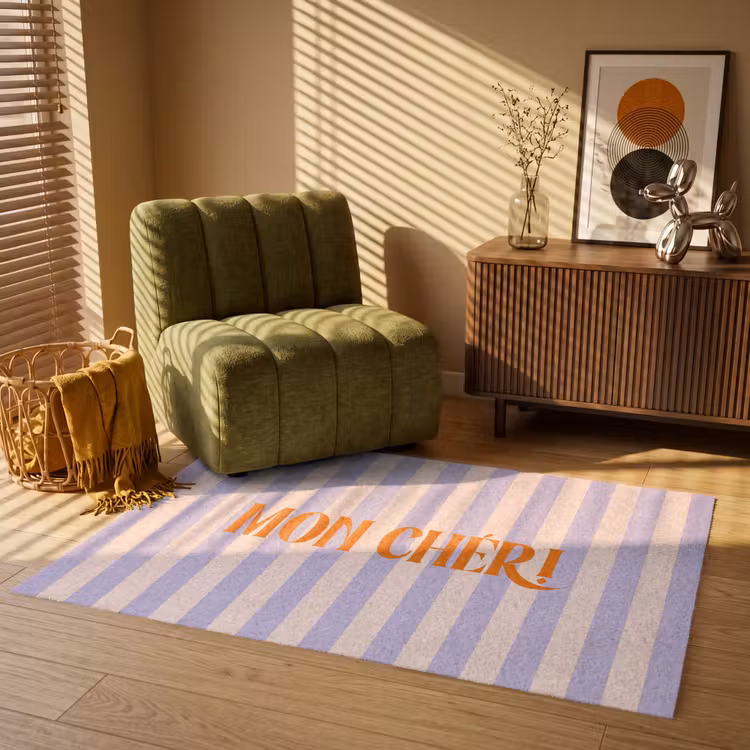 Vloerkleed - Lila - Oranje - Strepen - Mon Chéri — 2